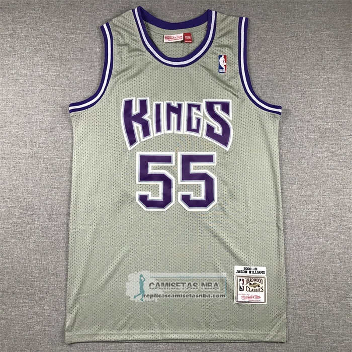 Camiseta Sacramento Kings Jason Williams NO 55 Mitchell & Ness 2000-01 Gris